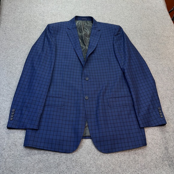Canaletto‎ Men's 44L Blue Windowpane Wool Sport Coat Vitale Barberis Canonico - Picture 4 of 12